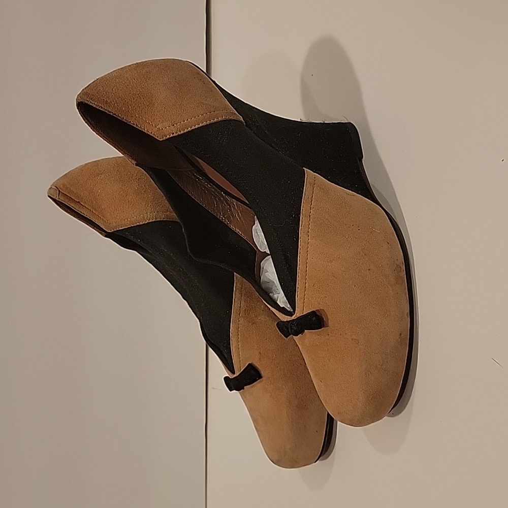 Tabitha Simmons womens black and suede 38 wedge shoes made in italy
